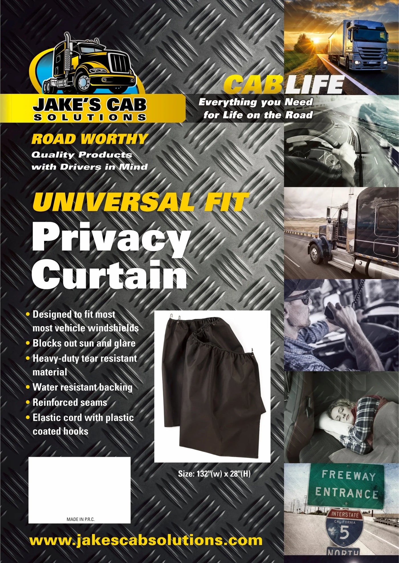 Semi truck privacy curtain fits truck sleeper cabins and van interiors