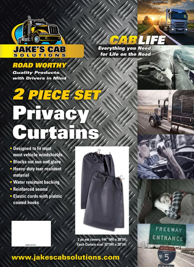 Durable blue cab curtain fits semi truck mattresses and sheets for privacy
