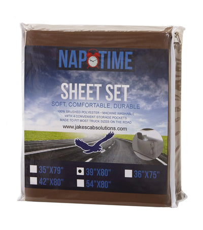 Durable brown fitted sheets for semi truck and RV mattresses, fits sheets