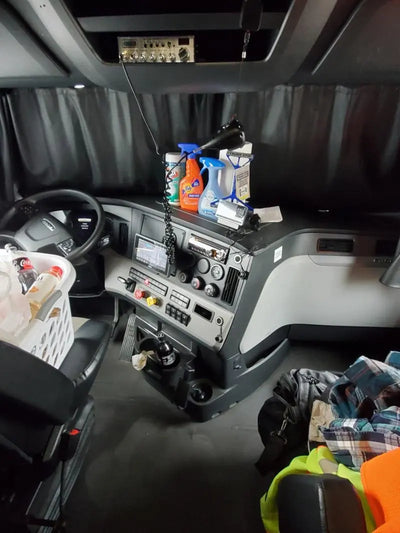 Black cab curtain fits semi truck and van sleeper for privacy and comfort